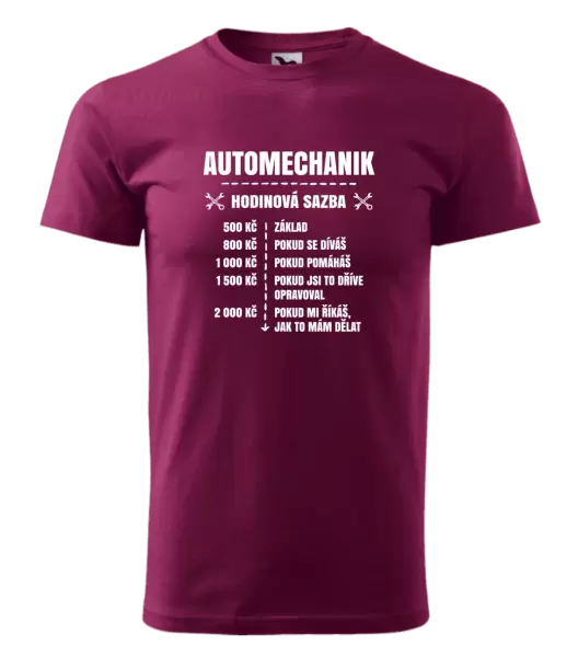 Pánské tričko Hodinová sazba - automechanik