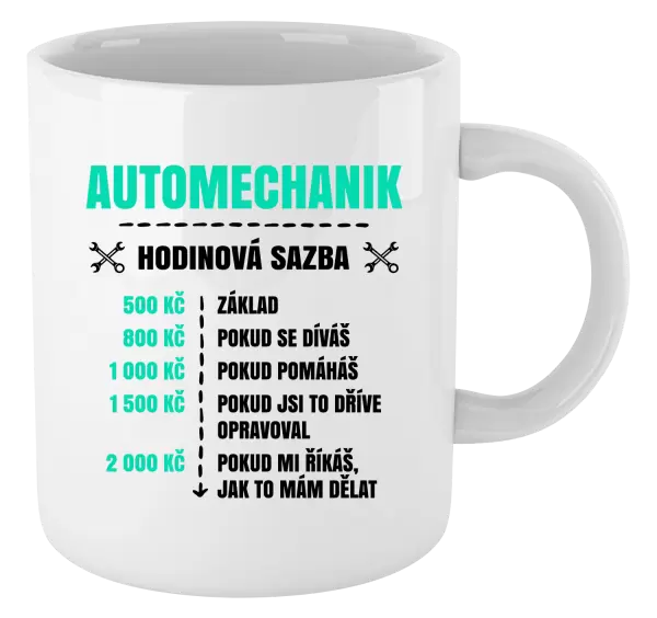 Hrnek Hodinová sazba - automechanik