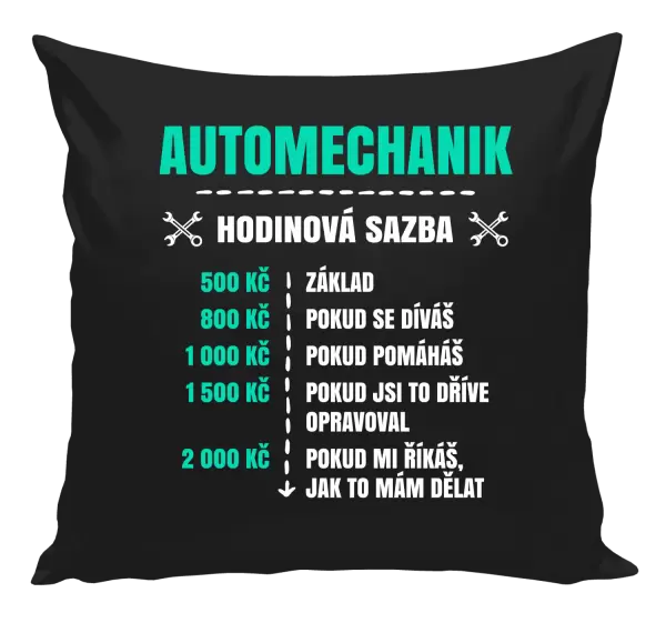 Polštář Hodinová sazba - automechanik