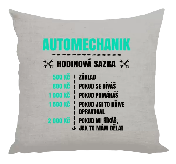 Polštář Hodinová sazba - automechanik