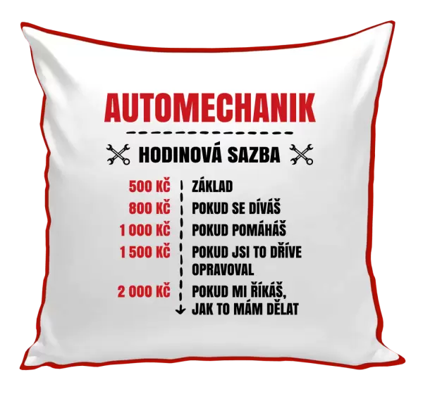 Polštář Hodinová sazba - automechanik