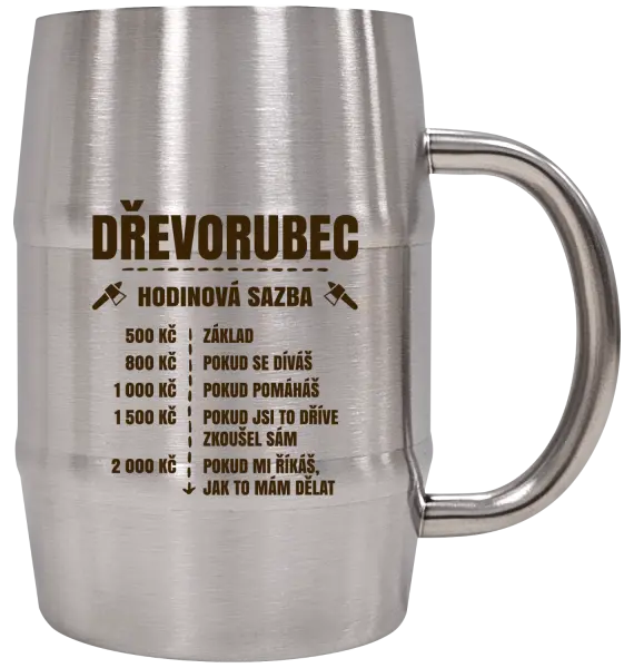 Nerezový chladicí půllitr Hodinová sazba - dřevorubec