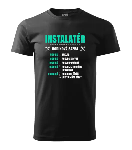 Pánské tričko Hodinová sazba - instalatér