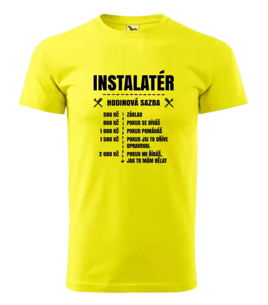 Pánské tričko Hodinová sazba - instalatér 
