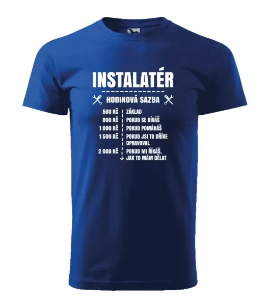 Pánské tričko Hodinová sazba - instalatér