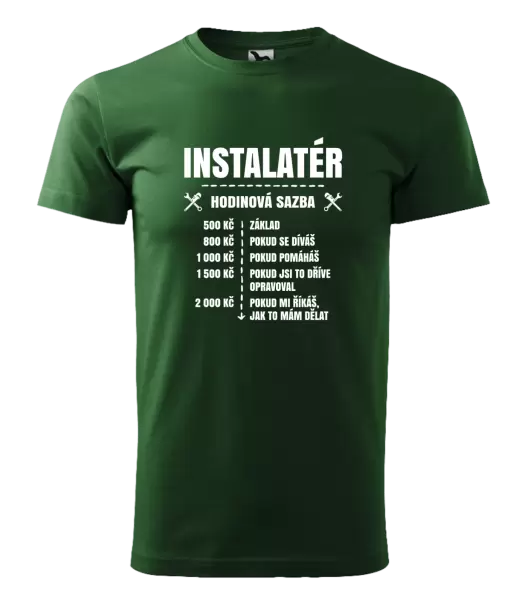 Pánské tričko Hodinová sazba - instalatér