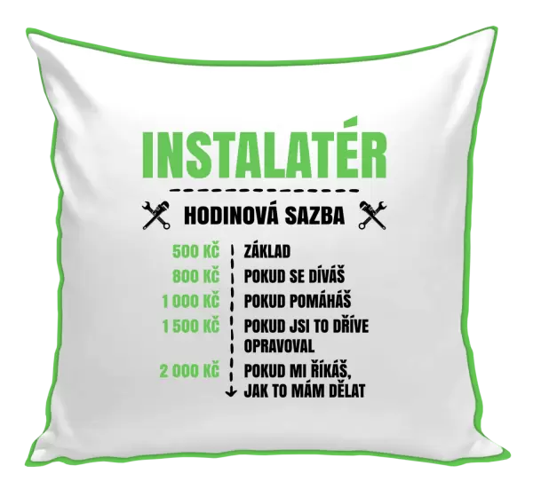 Polštář Hodinová sazba - instalatér