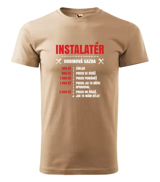 Pánské tričko Hodinová sazba - instalatér