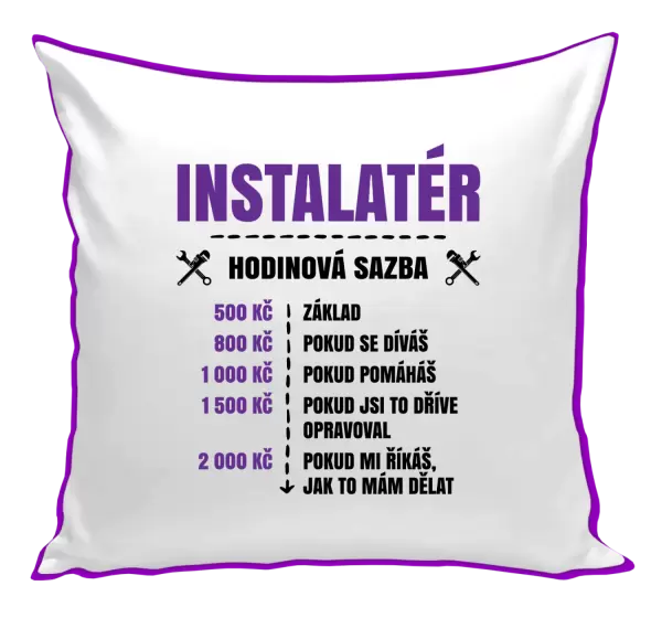 Polštář Hodinová sazba - instalatér