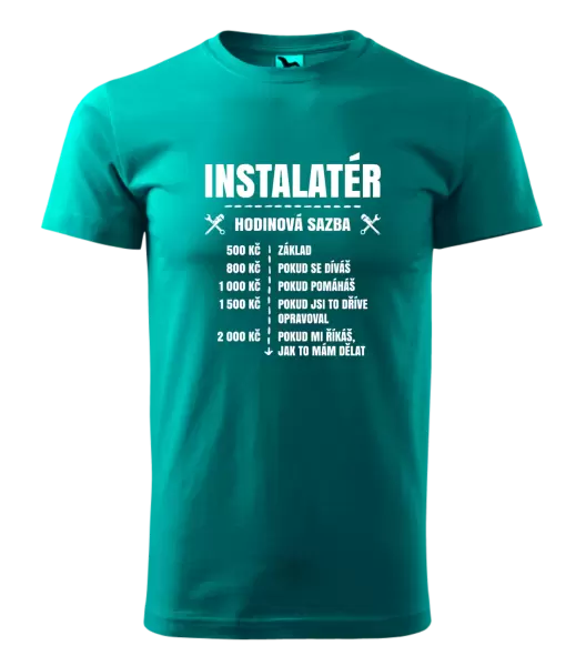 Pánské tričko Hodinová sazba - instalatér
