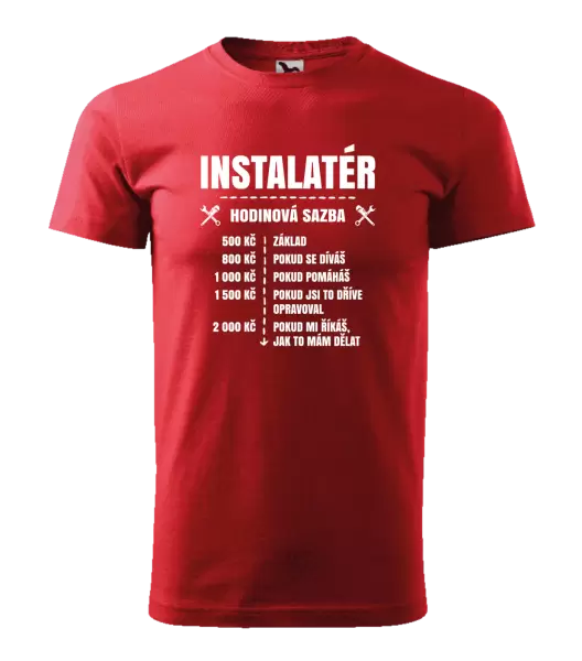 Pánské tričko Hodinová sazba - instalatér