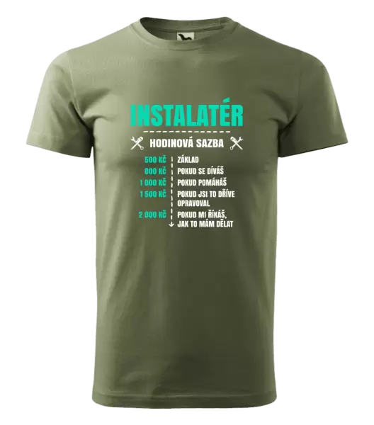 Pánské tričko Hodinová sazba - instalatér