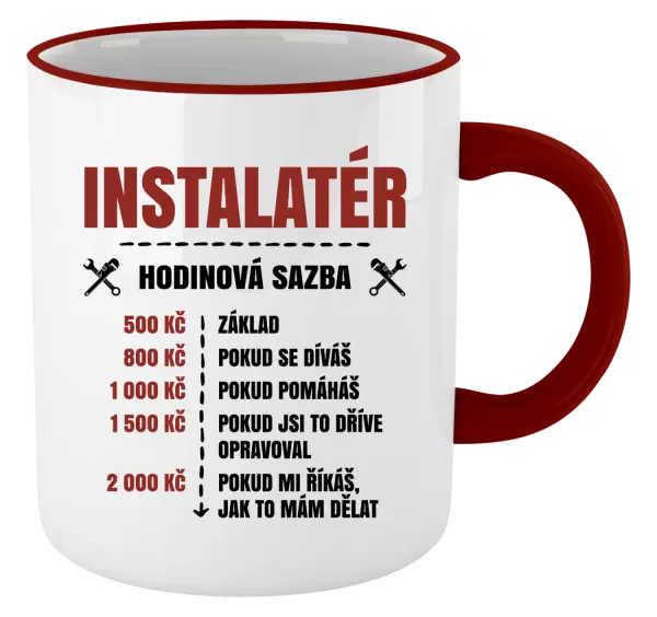 Hrnek Hodinová sazba - instalatér