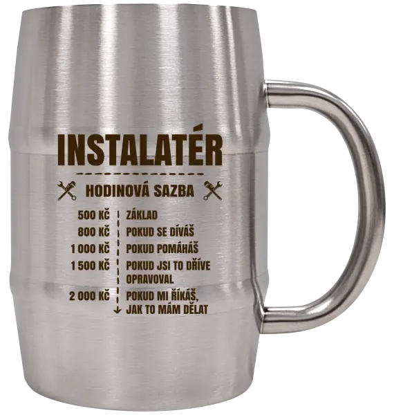 Nerezový chladicí půllitr Hodinová sazba - instalatér