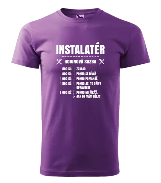 Pánské tričko Hodinová sazba - instalatér