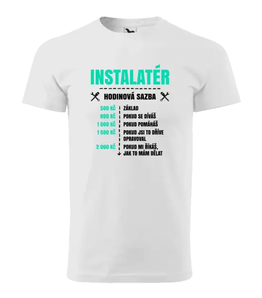 Pánské tričko Hodinová sazba - instalatér