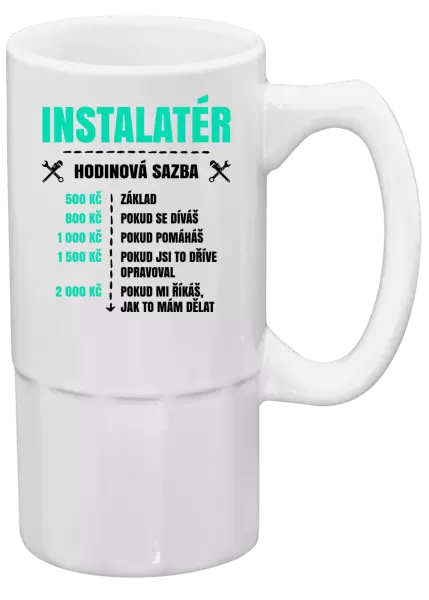 Půllitr Hodinová sazba - instalatér