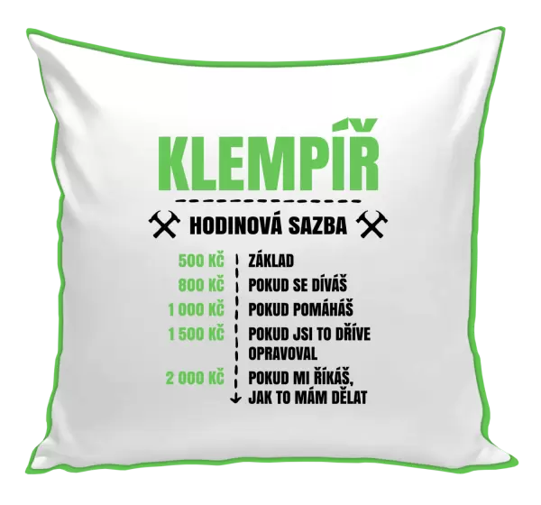 Polštář Hodinová sazba - klempíř