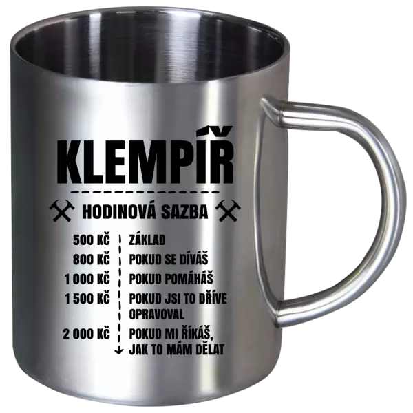 Nerezový hrnek Hodinová sazba - klempíř