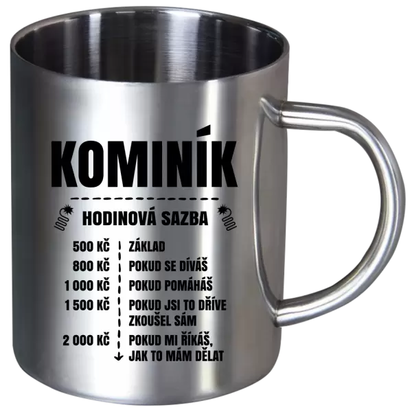 Nerezový hrnek Hodinová sazba - kominík