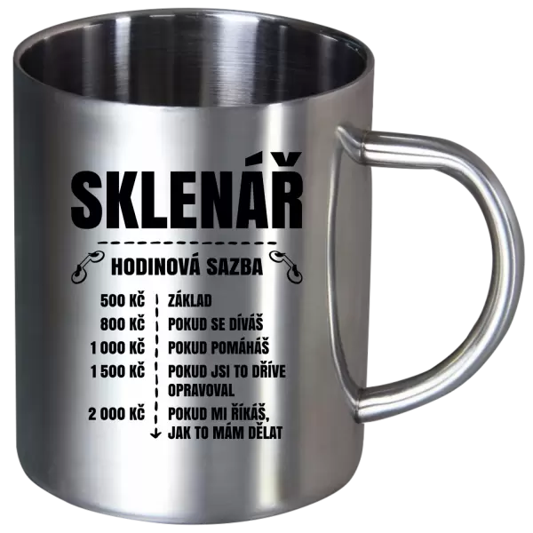 Nerezový hrnek Hodinová sazba - sklenář