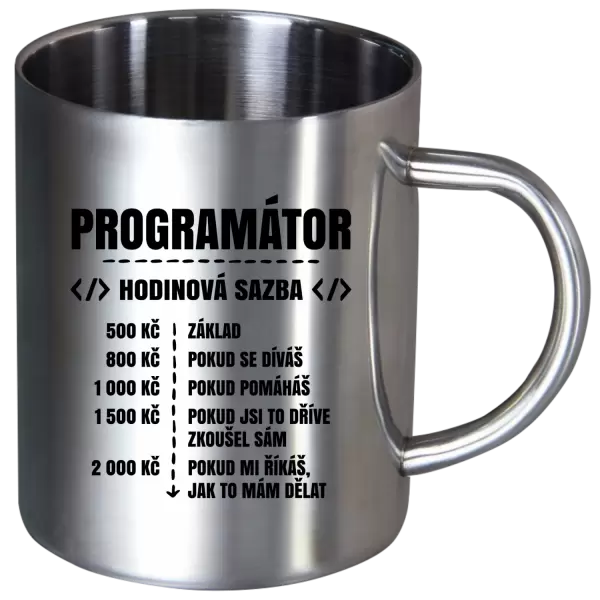 Nerezový hrnek Hodinová sazba - programátor