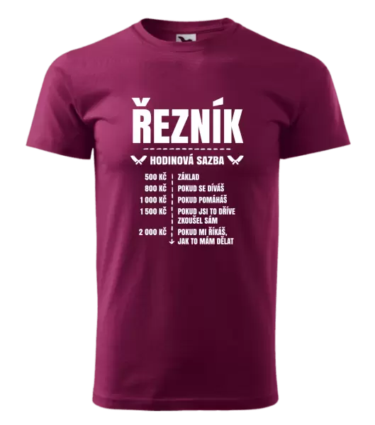 Pánské tričko Hodinová sazba - řezník