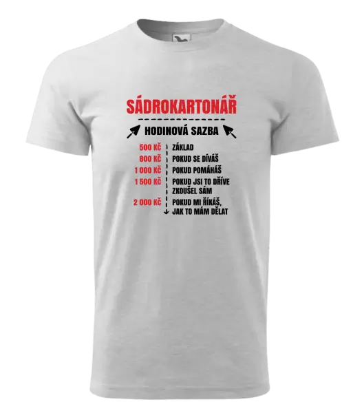 Pánské tričko Hodinová sazba - sádrokartonář