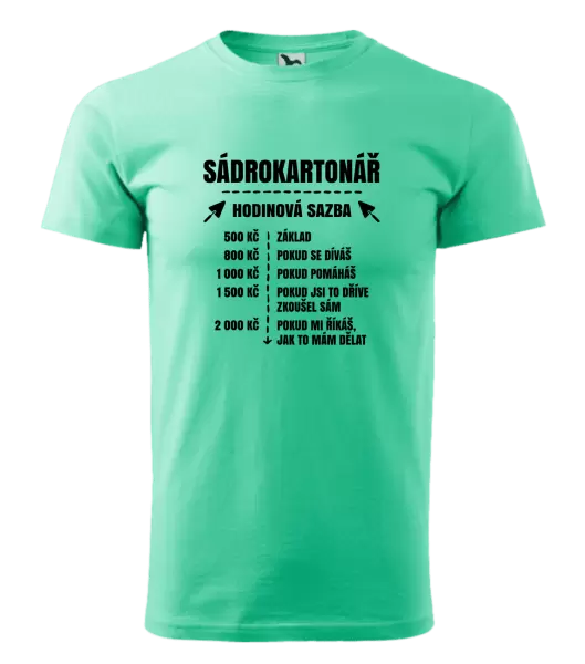Pánské tričko Hodinová sazba - sádrokartonář