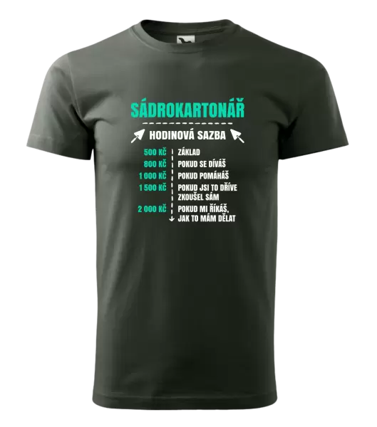 Pánské tričko Hodinová sazba - sádrokartonář