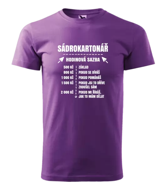 Pánské tričko Hodinová sazba - sádrokartonář