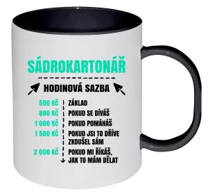 Plastový hrnek Hodinová sazba - sádrokartonář