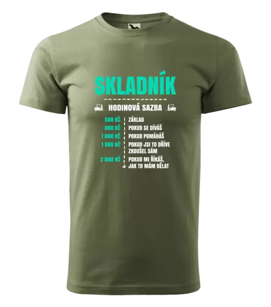 Pánské tričko Hodinová sazba - skladník