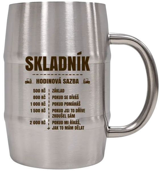 Nerezový chladicí půllitr Hodinová sazba - skladník
