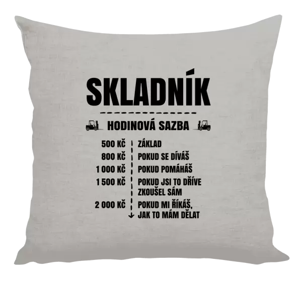 Polštář Hodinová sazba - skladník