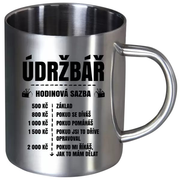 Nerezový hrnek Hodinová sazba - údržbář