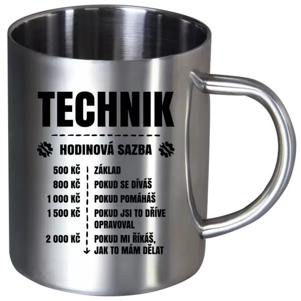 Nerezový hrnek Hodinová sazba - technik