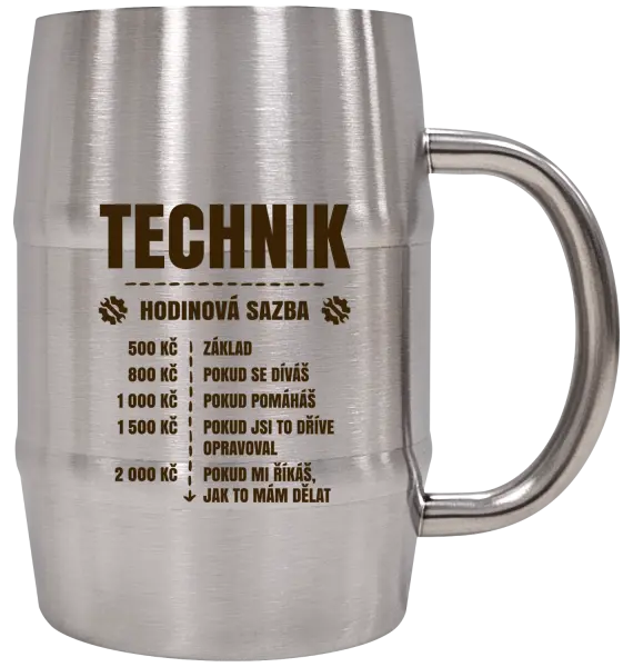 Nerezový chladicí půllitr Hodinová sazba - technik