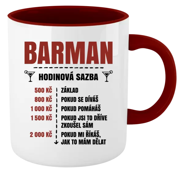 Hrnek Hodinová sazba - barman