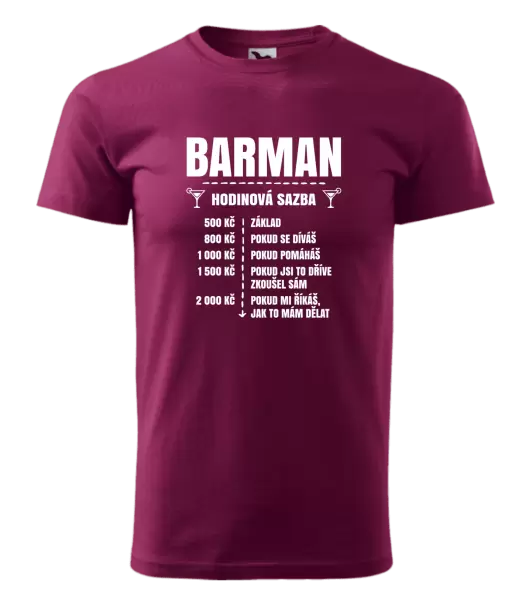 Pánské tričko Hodinová sazba - barman
