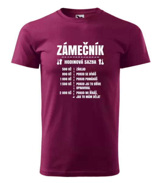 Pánské tričko Hodinová sazba - zámečník