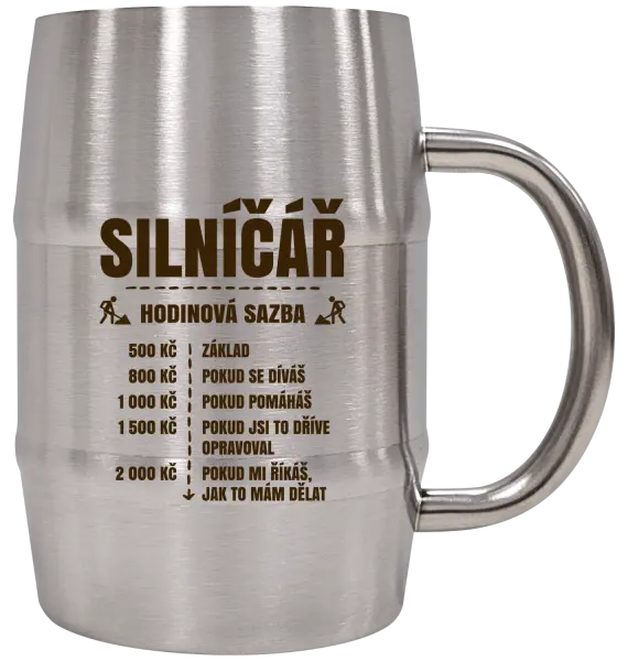 Nerezový chladicí půllitr Hodinová sazba - silničář