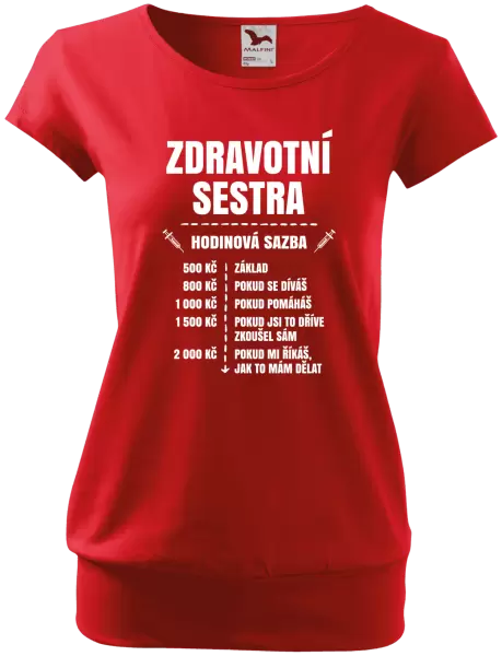 Dámské tričko Hodinová sazba - zdravotní sestra