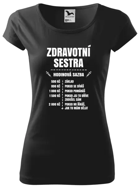 Dámské tričko Hodinová sazba - zdravotní sestra