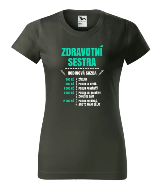 Dámské tričko Hodinová sazba - zdravotní sestra