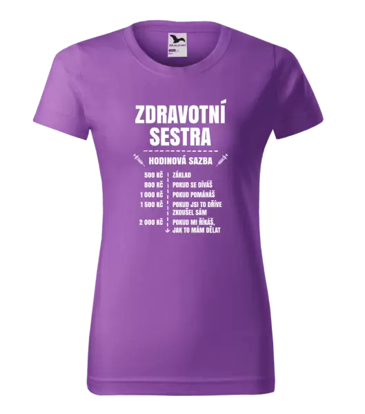 Dámské tričko Hodinová sazba - zdravotní sestra