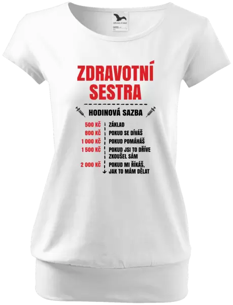 Dámské tričko Hodinová sazba - zdravotní sestra
