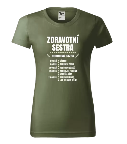Dámské tričko Hodinová sazba - zdravotní sestra