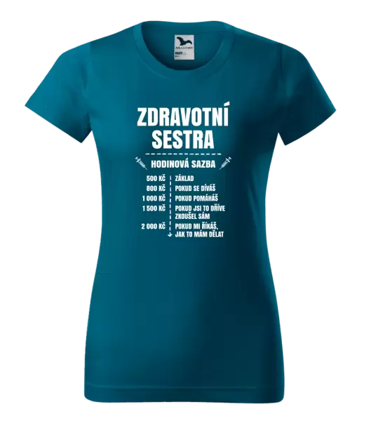 Dámské tričko Hodinová sazba - zdravotní sestra