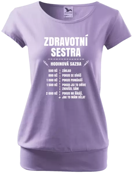 Dámské tričko Hodinová sazba - zdravotní sestra